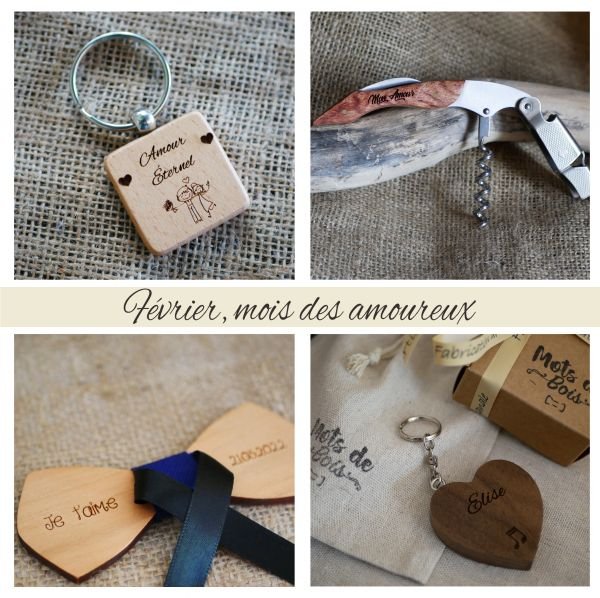 acessórios de madeira personalizados para os amantes
