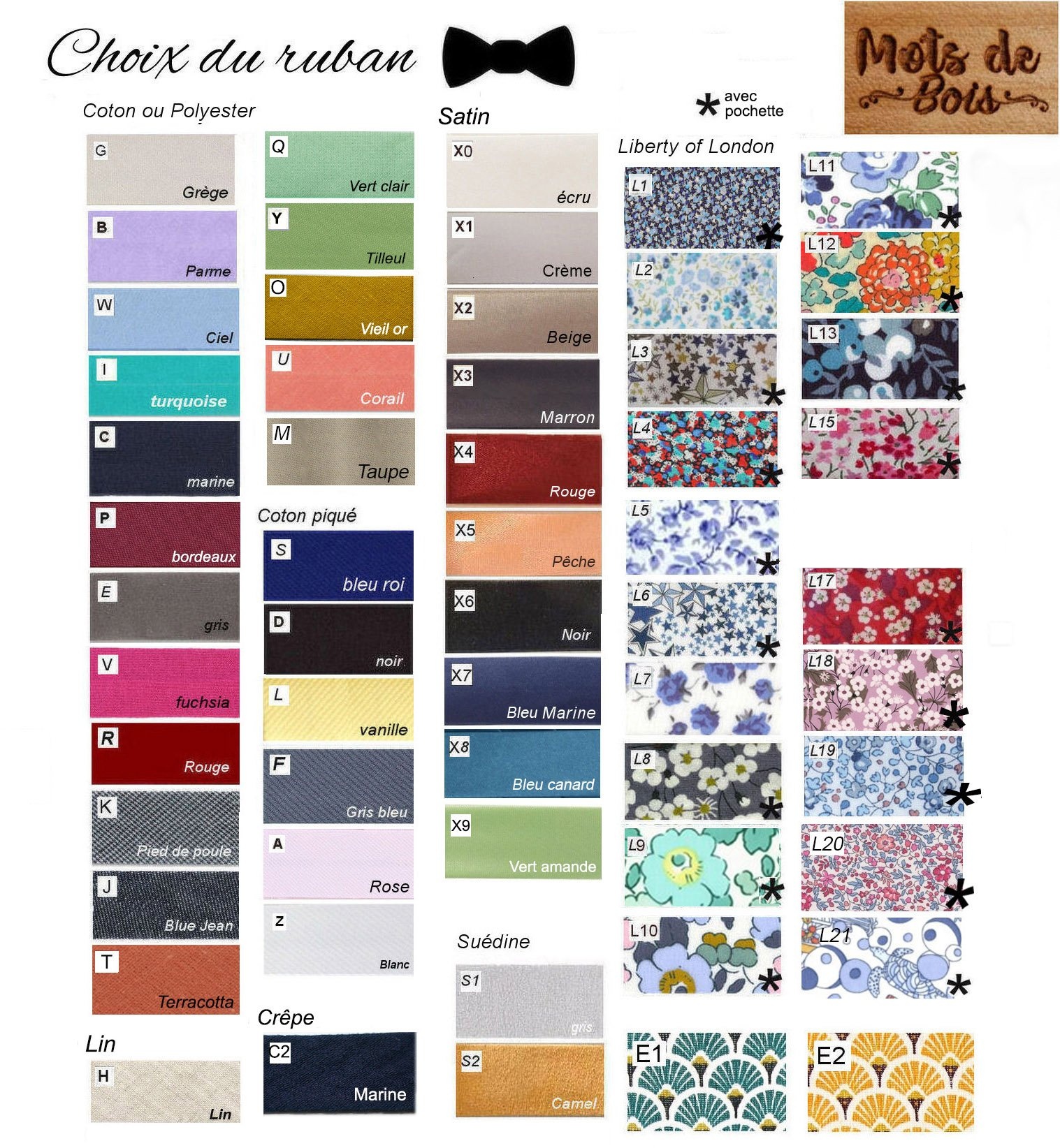 cores de fitas para laços de madeira