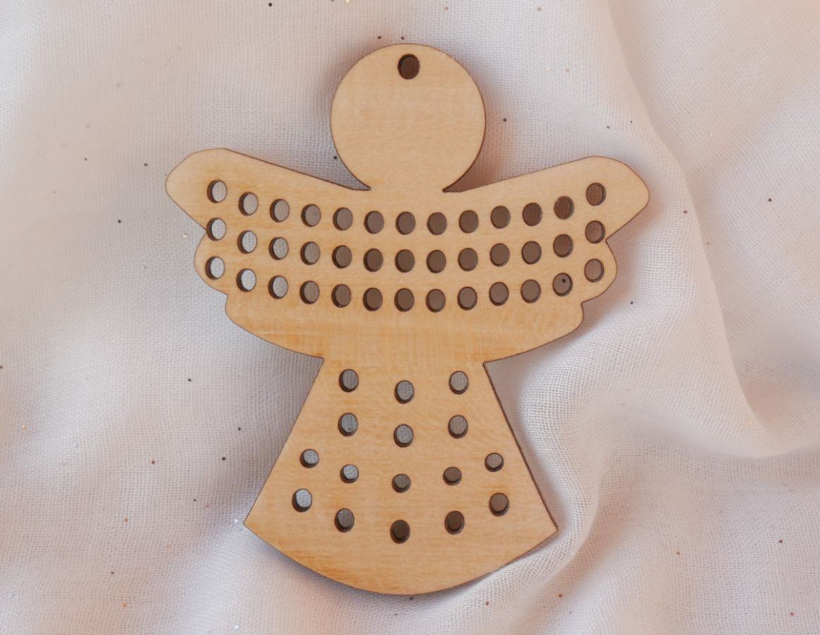 Anjo de Natal de madeira para bordar e decorar-se 