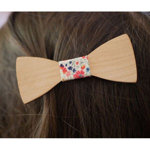 Gravata de la&ccedil;o de madeira com Liberty e fita de madeira, personaliz&aacute;vel