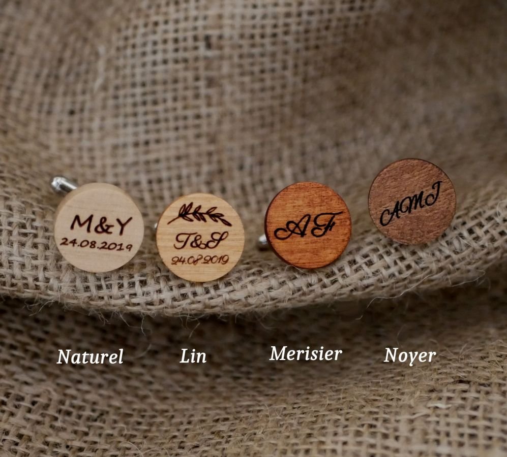 Botões de punho redondos de madeira para personalizar 18mm
