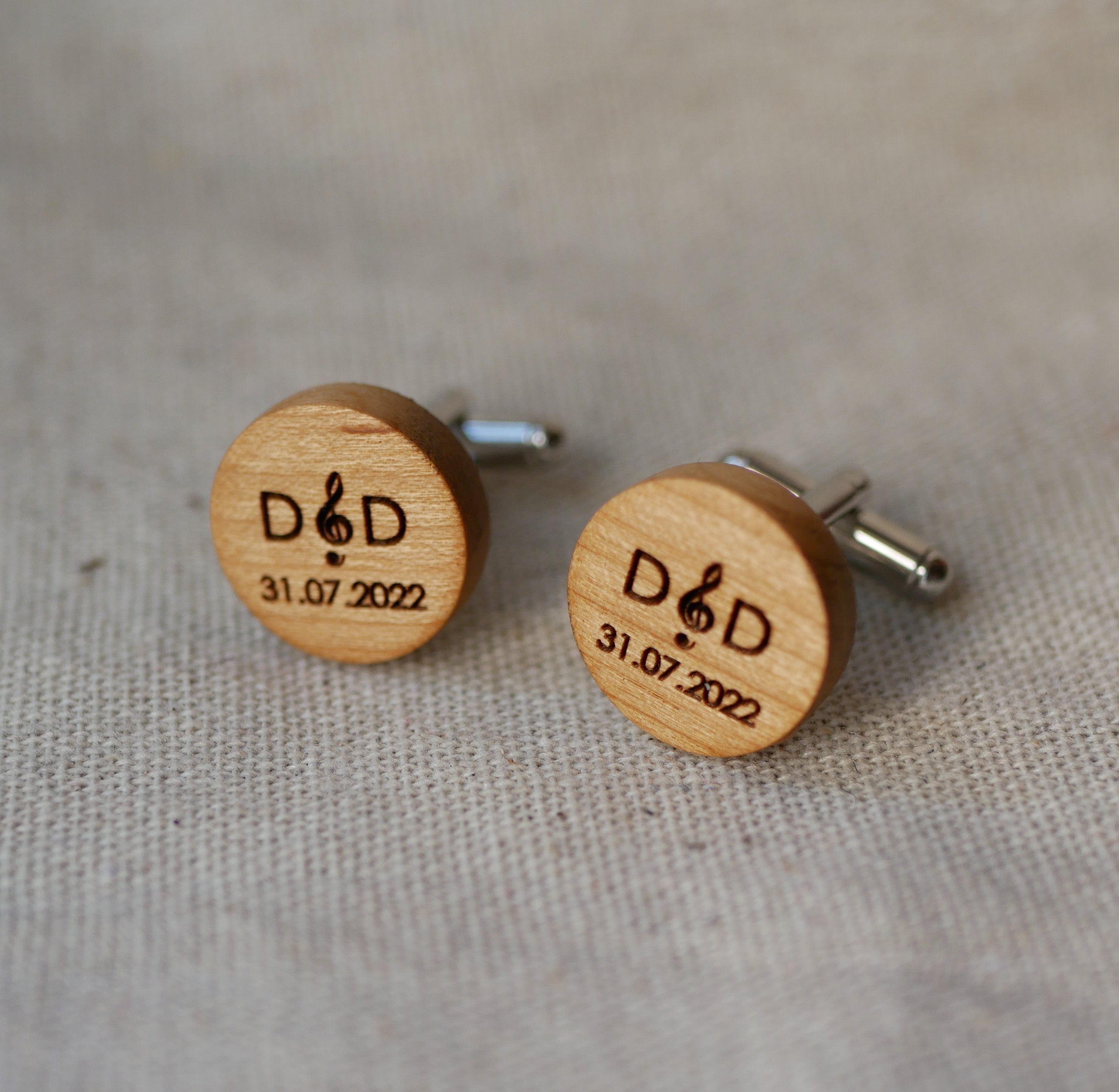 Botões de punho redondos de madeira para personalizar 18mm