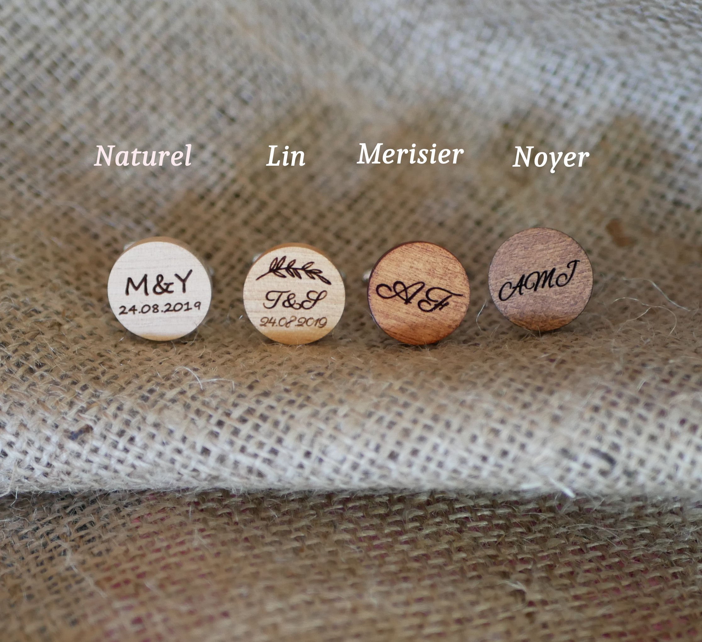 Botões de punho de madeira em cobre antigo 16 mm, personalizáveis
