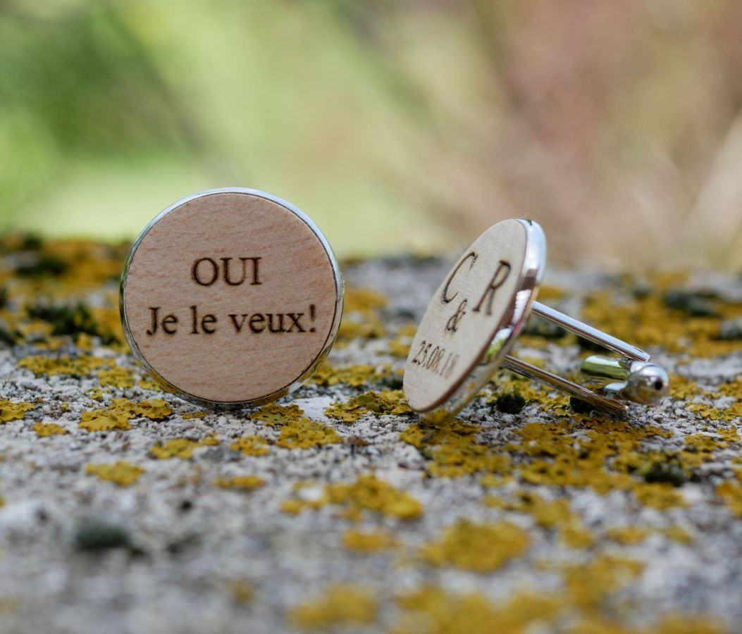Botões de punho em madeira fina de cabochon 20mm personalizável