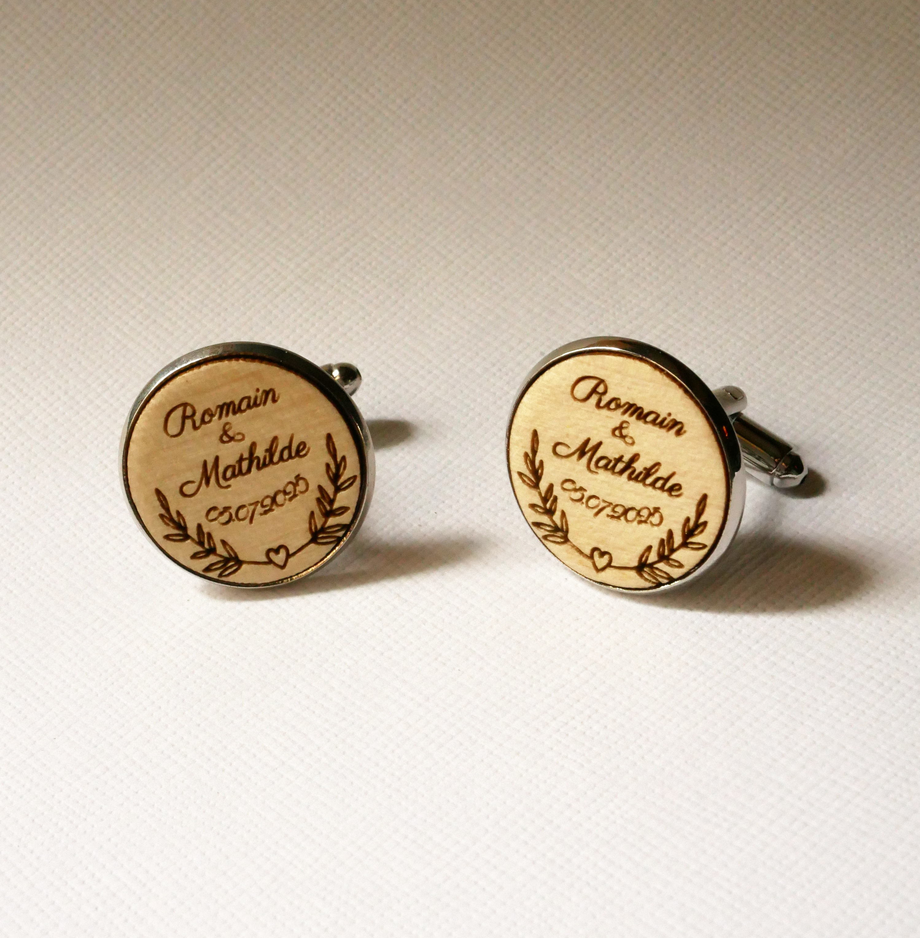 Botões de punho em madeira fina de cabochon 20mm personalizável