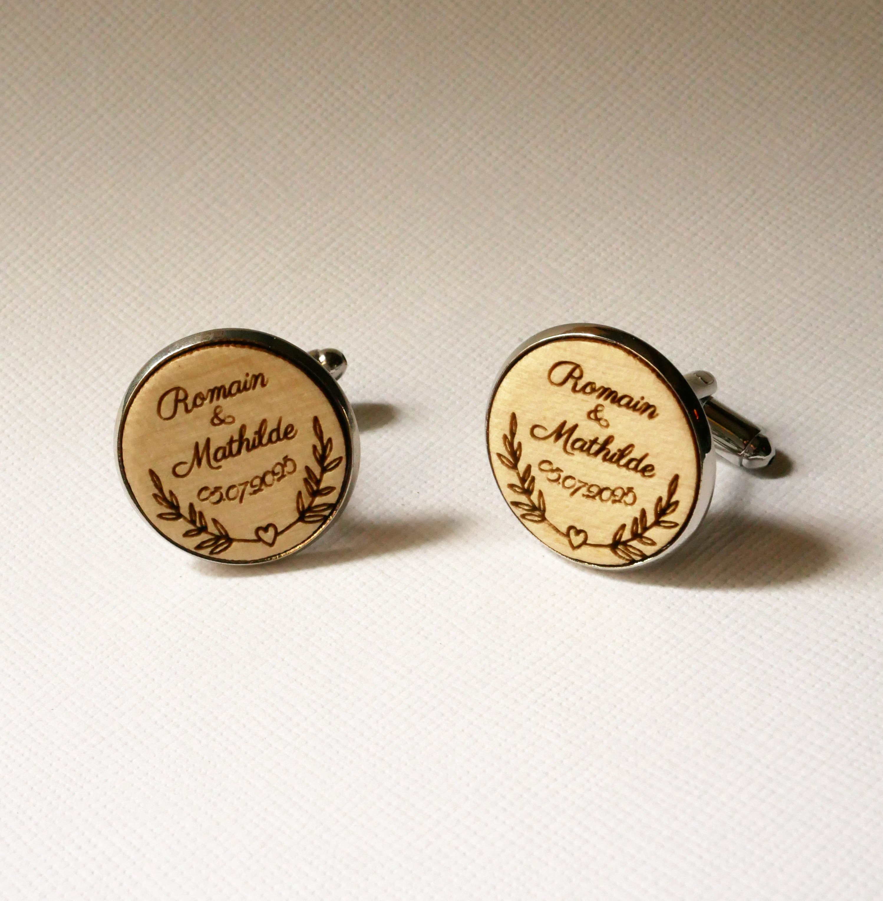 Botões de punho em madeira fina de cabochon 20mm personalizável