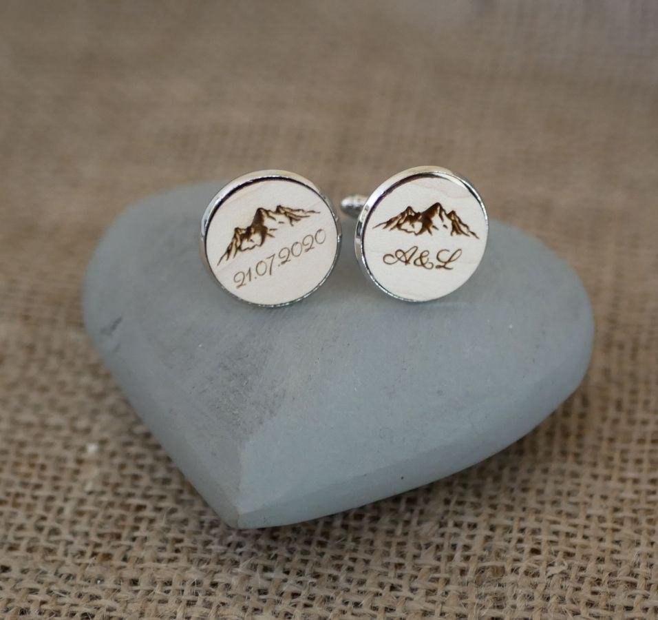 Botões de punho em madeira fina de cabochon 20mm personalizável