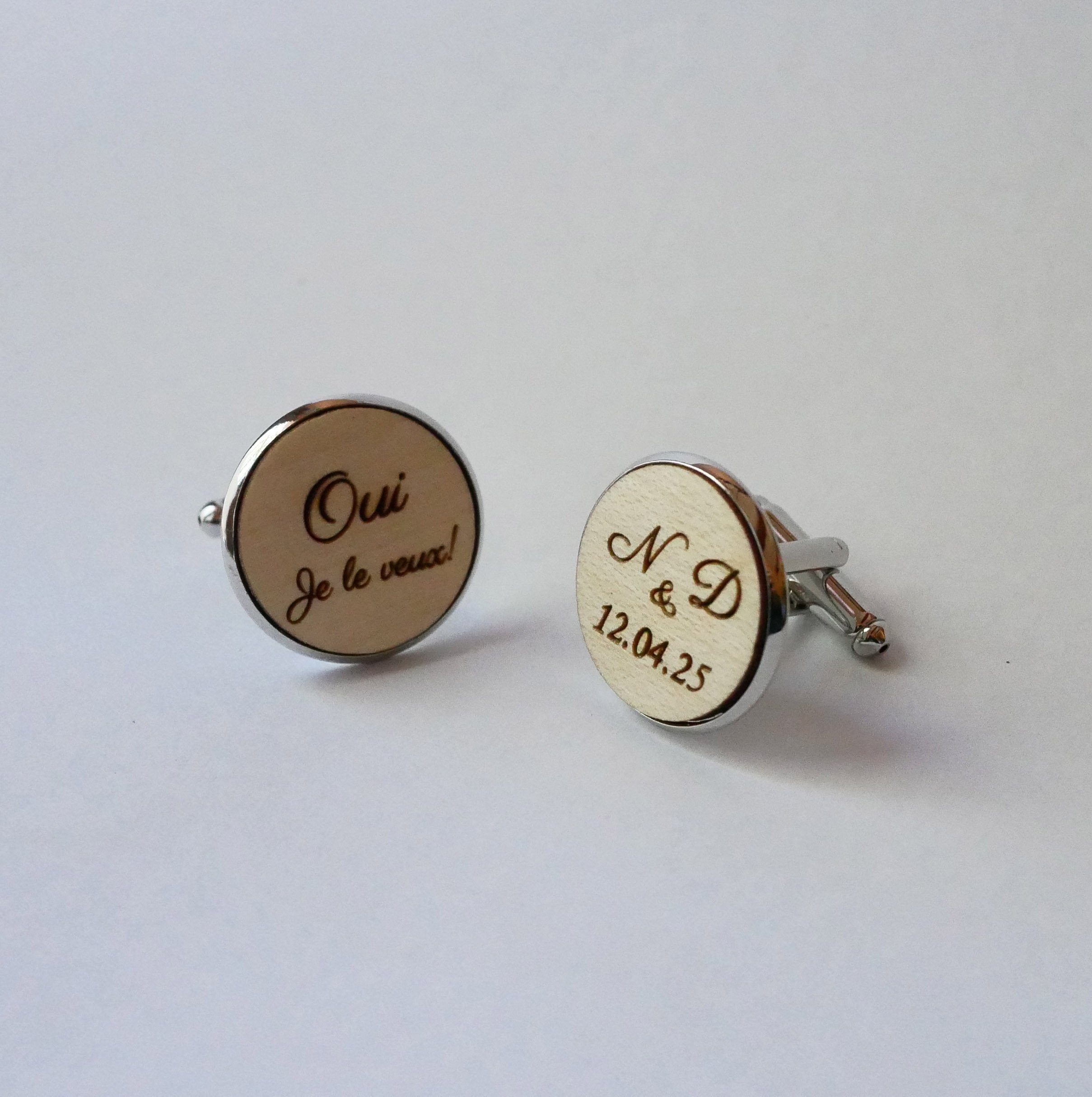 Botões de punho em madeira fina de cabochon 20mm personalizável