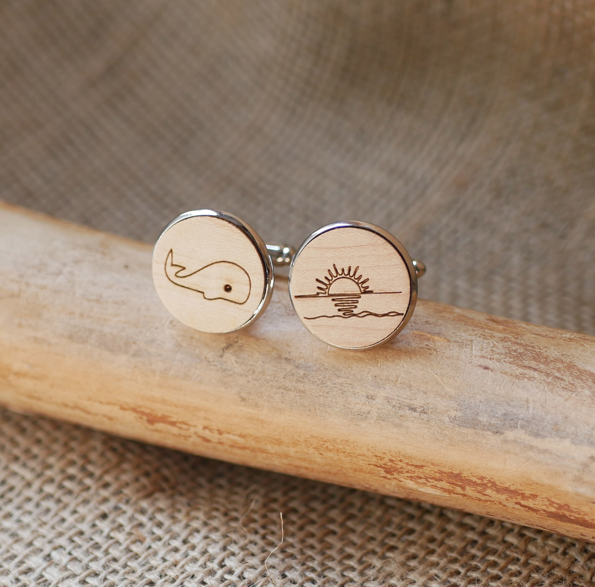 Botões de punho em madeira fina de cabochon 20mm personalizável