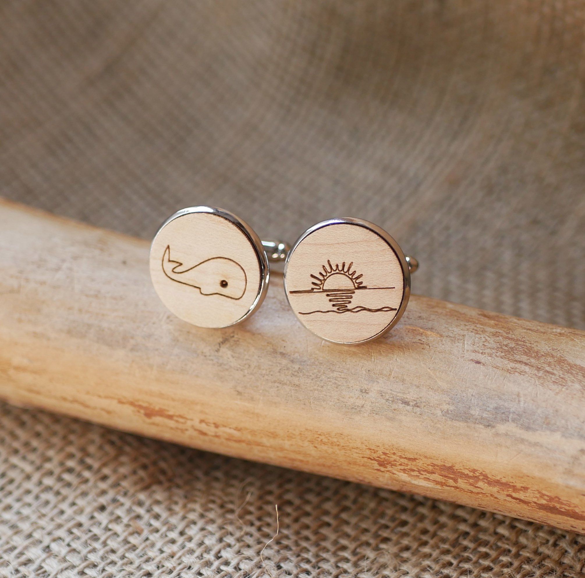 Botões de punho em madeira fina de cabochon 20mm personalizável