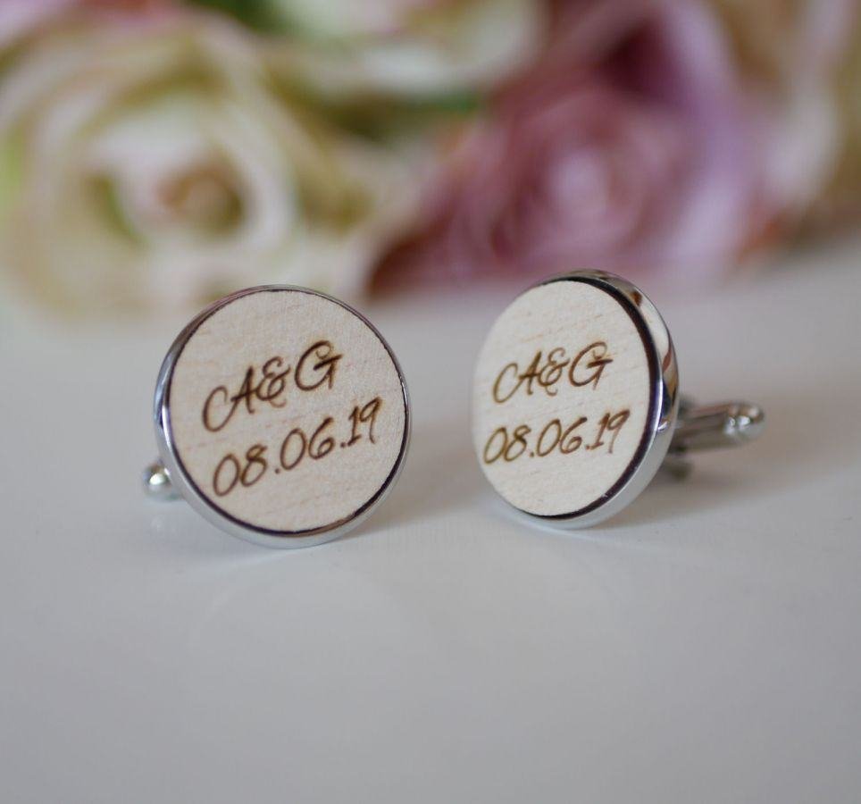 Botões de punho em madeira fina de cabochon 20mm personalizável