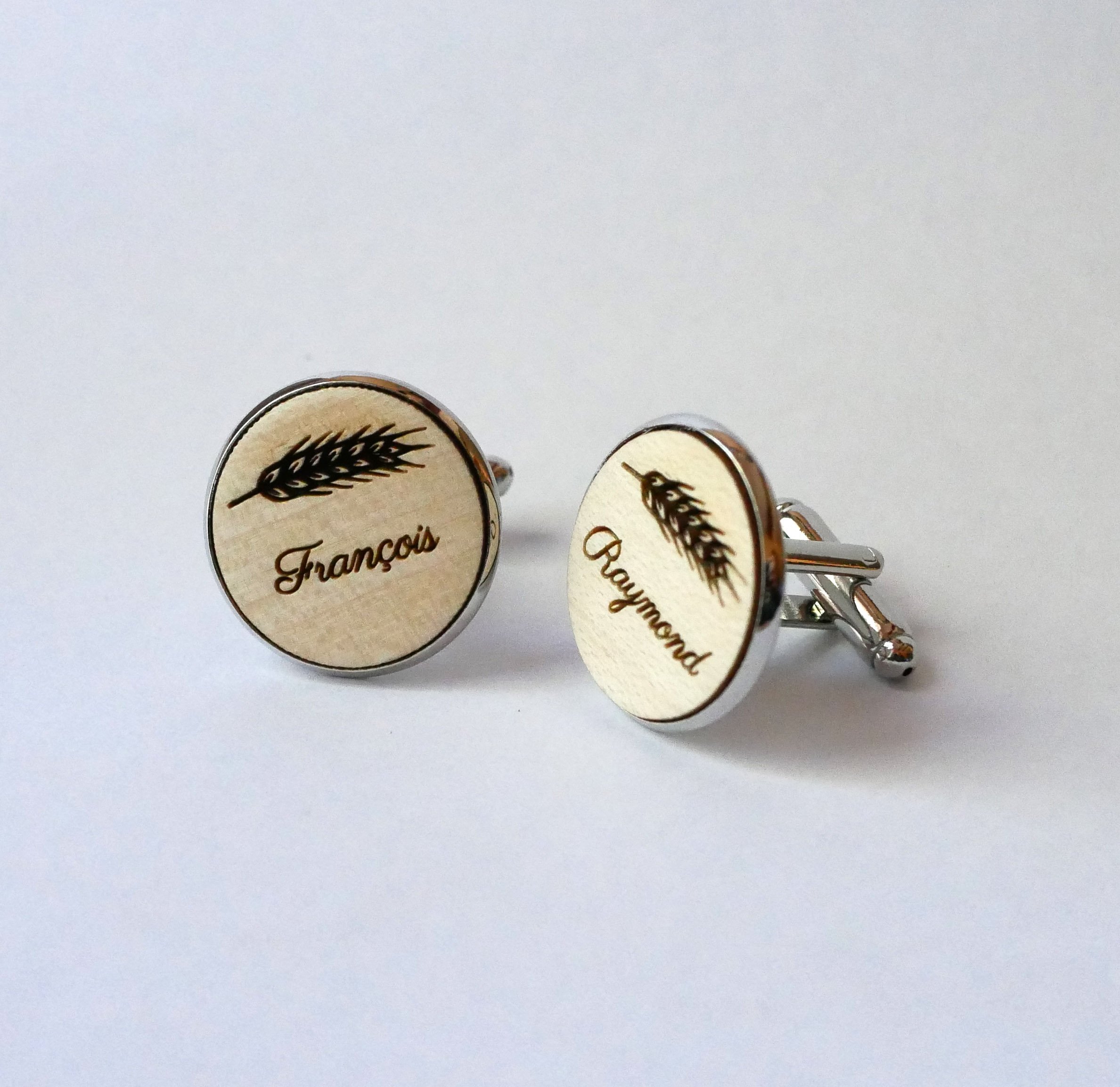 Botões de punho em madeira fina de cabochon 20mm personalizável