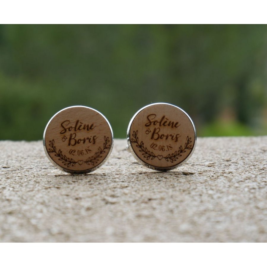 Botões de punho em madeira fina de cabochon 20mm personalizável