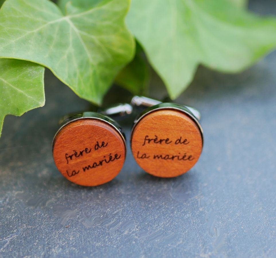 Botões de punho de madeira em aço escuro de 16mm personalizável