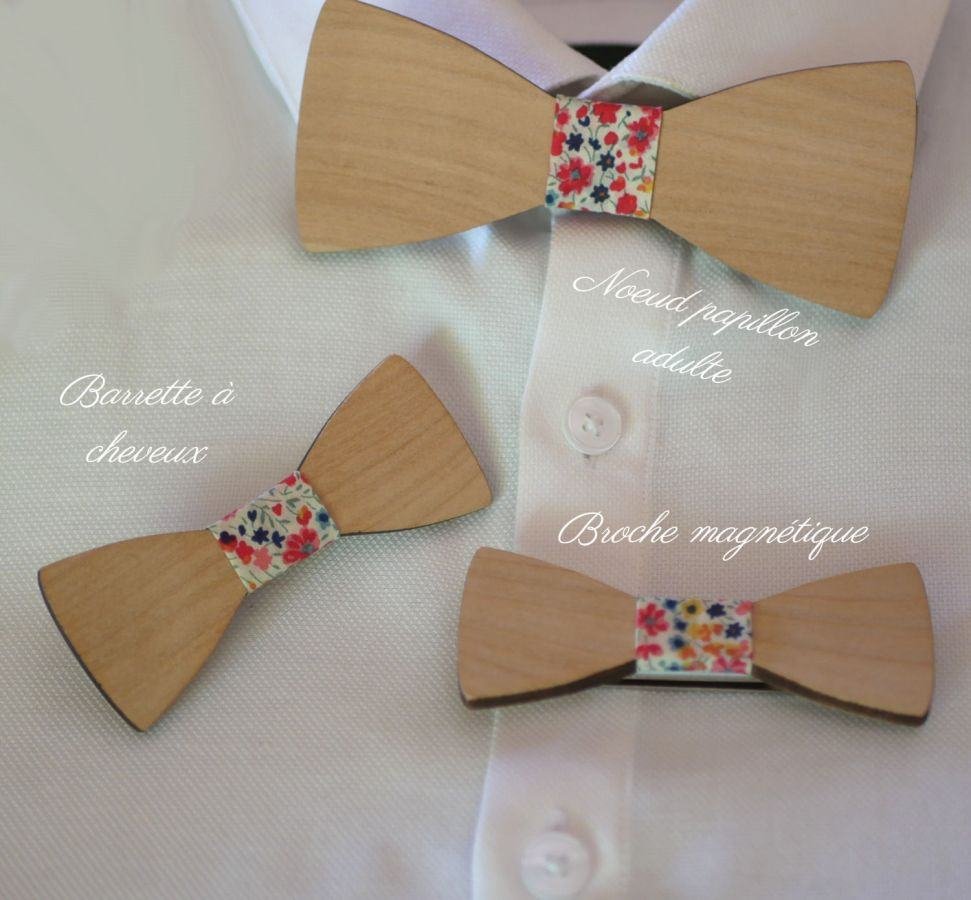 Mini broche de laço de madeira para personalizar