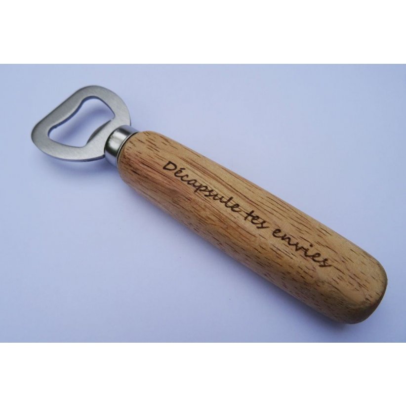 Abre-garrafas de madeira gravada para personalizar, presente de casamento 