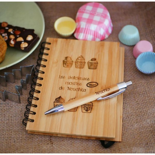 Caderno em madeira Receitas de cozinha para personalizar