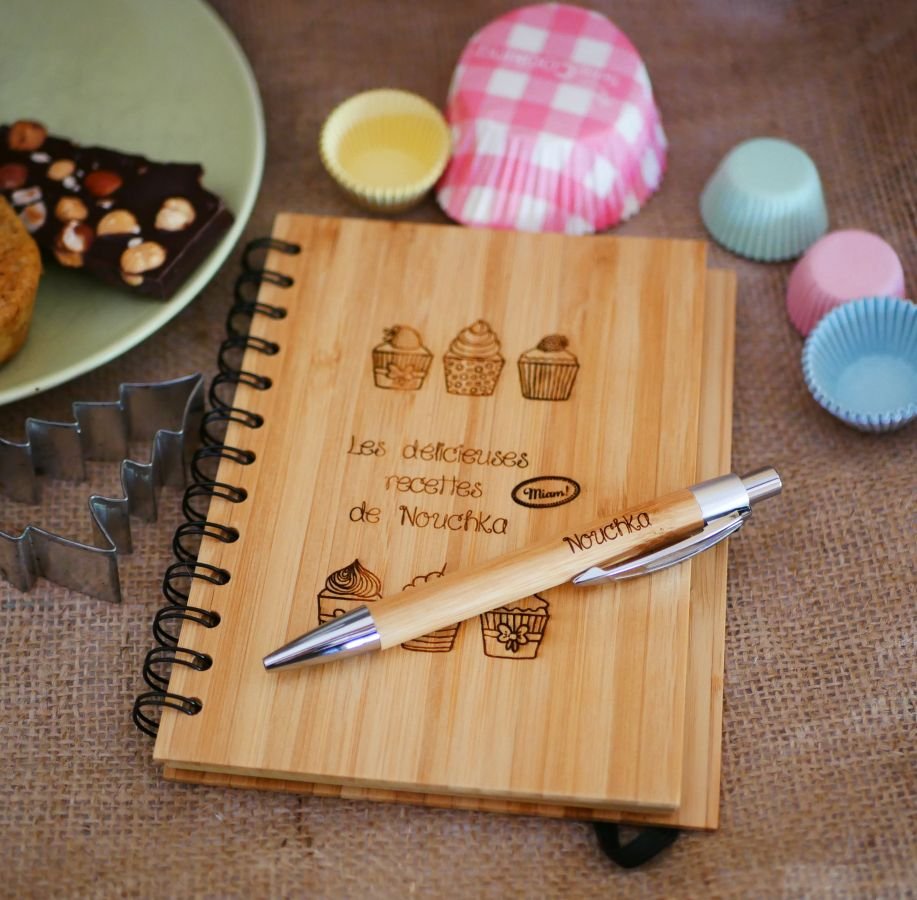 Caderno em madeira Receitas de cozinha para personalizar