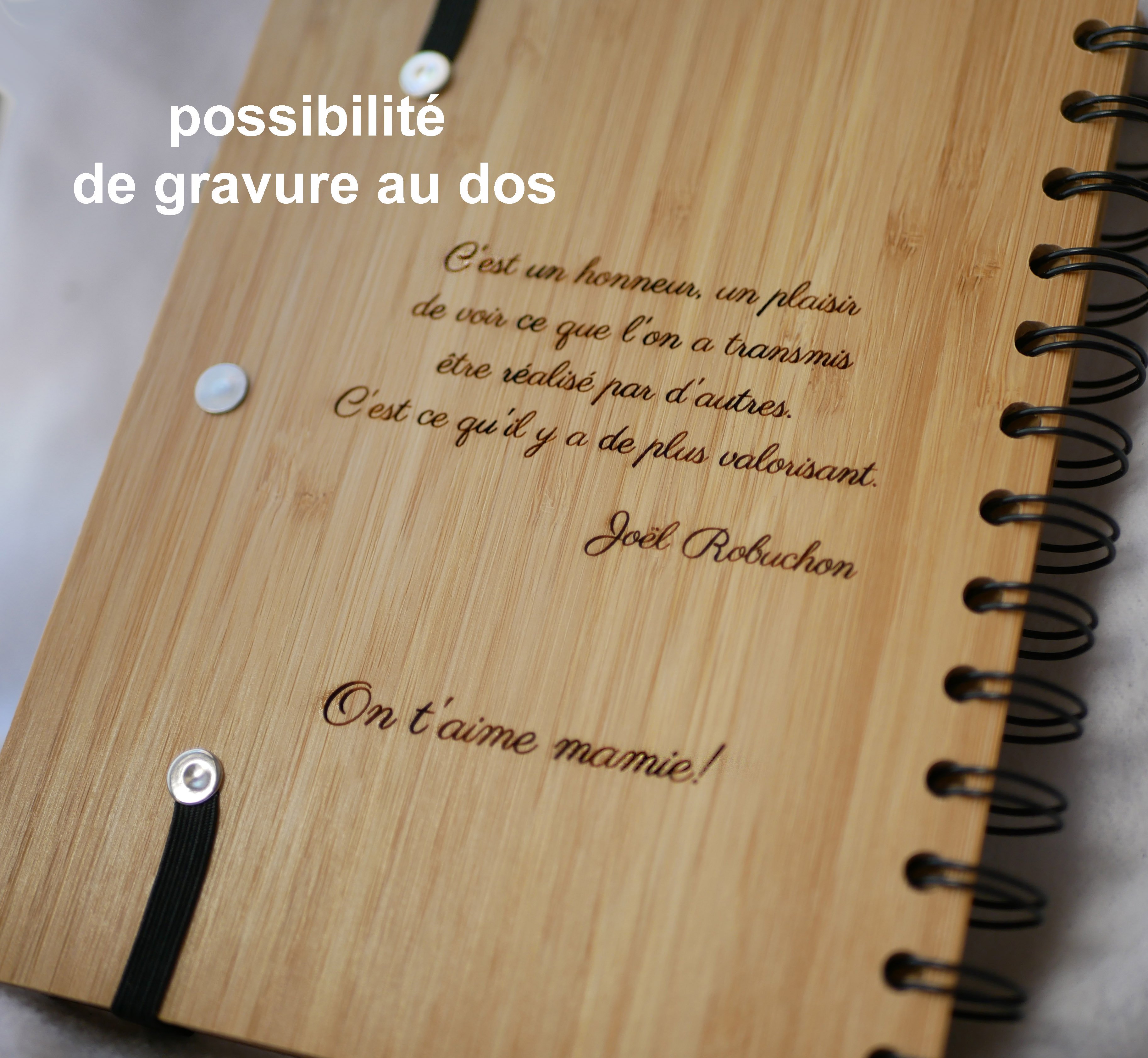 Caderno em madeira Receitas de cozinha para personalizar