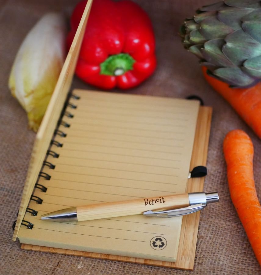 Caderno em madeira Receitas de cozinha para personalizar