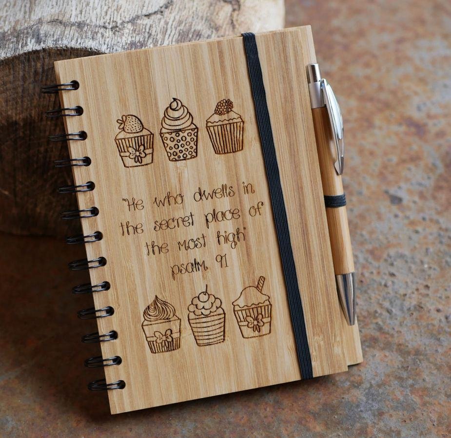 Caderno em madeira Receitas de cozinha para personalizar