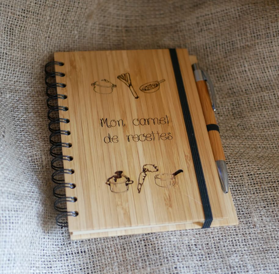 Caderno em madeira Receitas de cozinha para personalizar