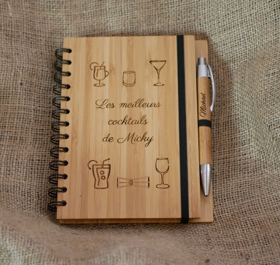 Caderno em madeira Receitas de cozinha para personalizar