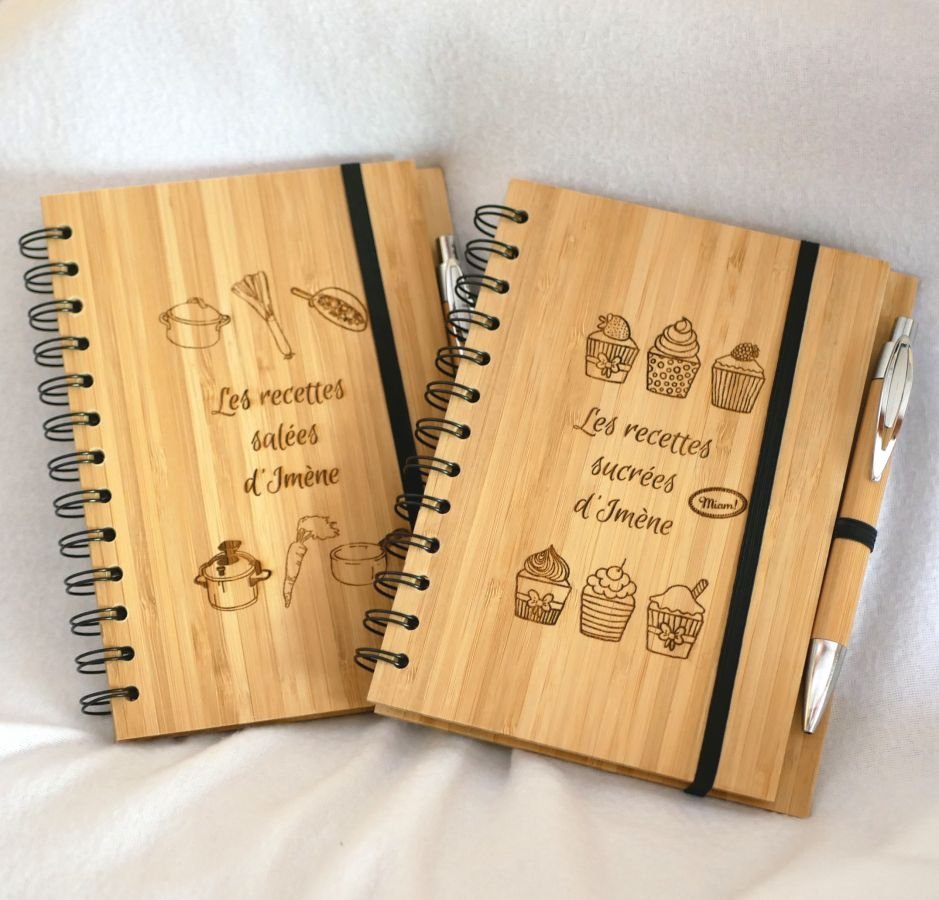 Caderno em madeira Receitas de cozinha para personalizar