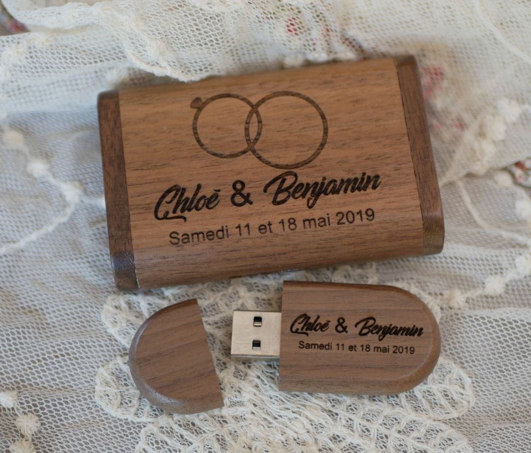 Pen drive e caixa em madeira de nogueira 3.0 USB, 32 GB, personalizável