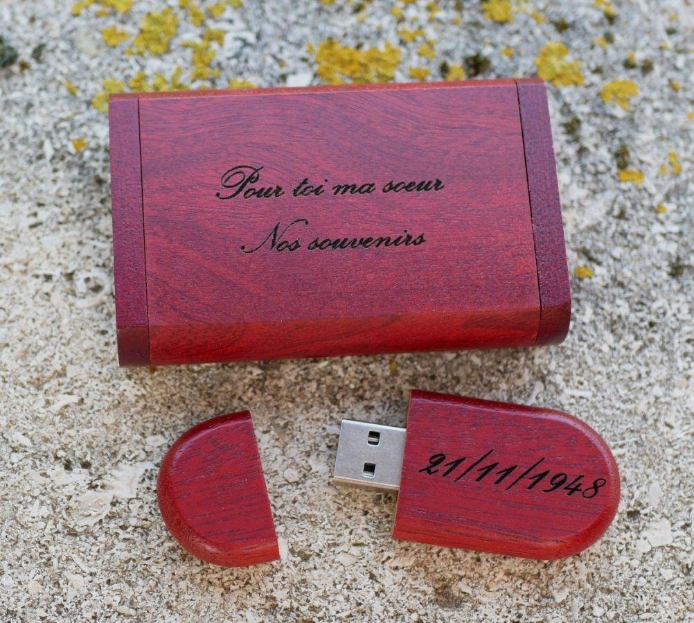 32 GB 3.0 pen drive USB de madeira vermelha em caixa de gravura