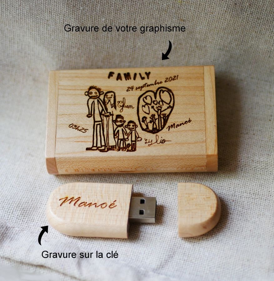 32 GB 2.0 USB Flash Drive numa mala de madeira de bordo de luz personalizada