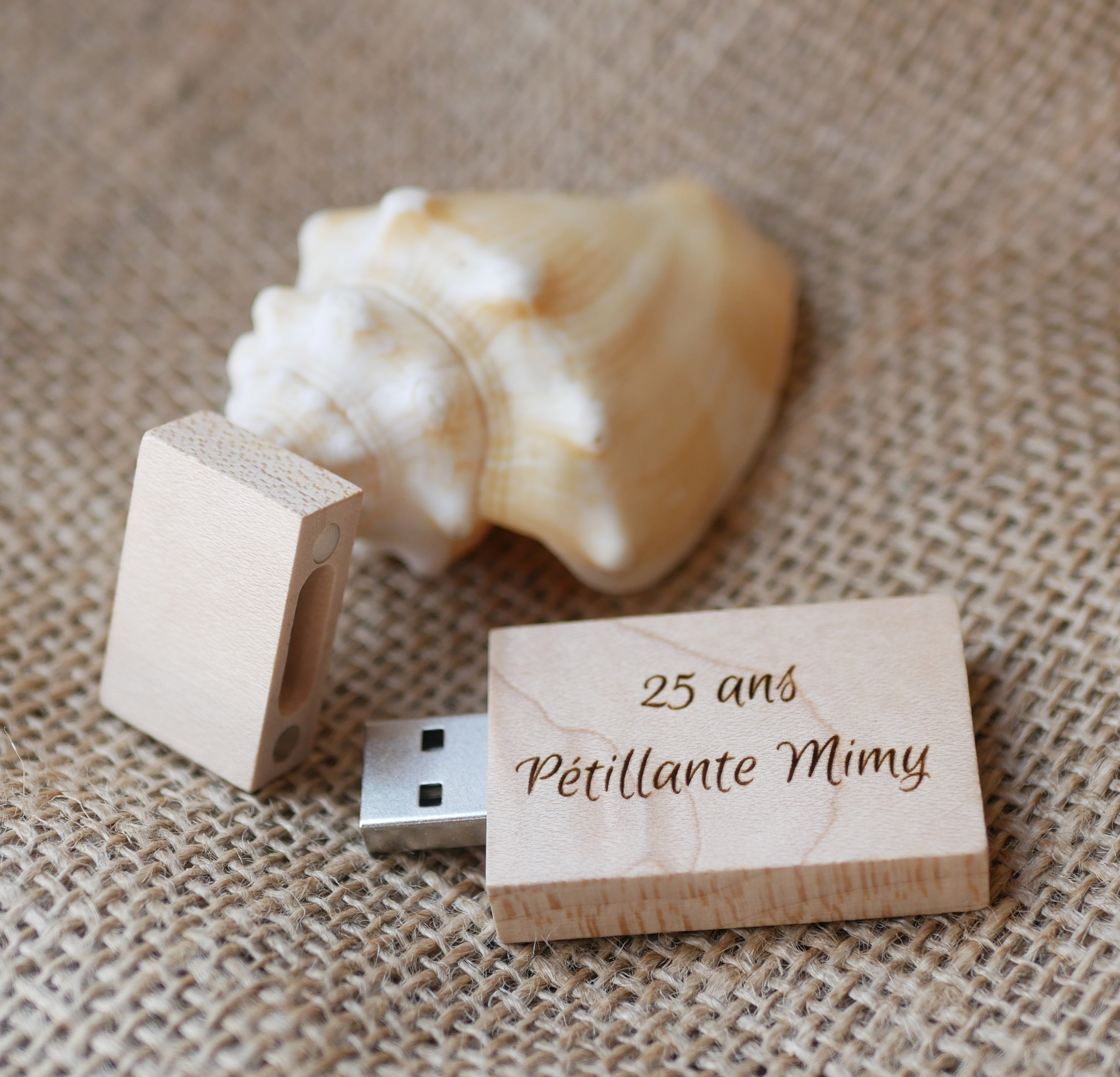 Chave USB de madeira de 32 GB, rectangular, a personalizar através de gravação