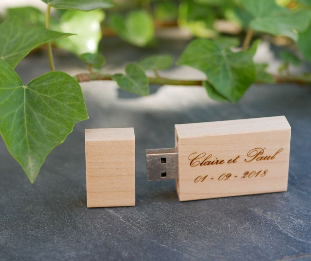 Chave USB de madeira de 32 GB, rectangular, a personalizar através de gravação