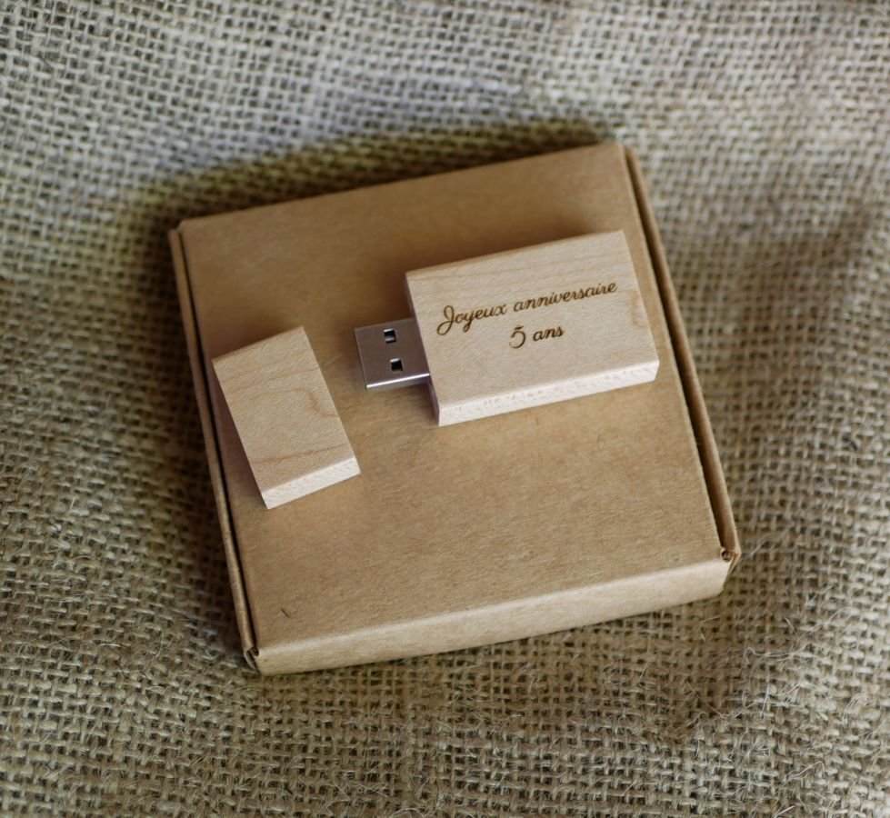Chave USB de madeira de 32 GB, rectangular, a personalizar através de gravação
