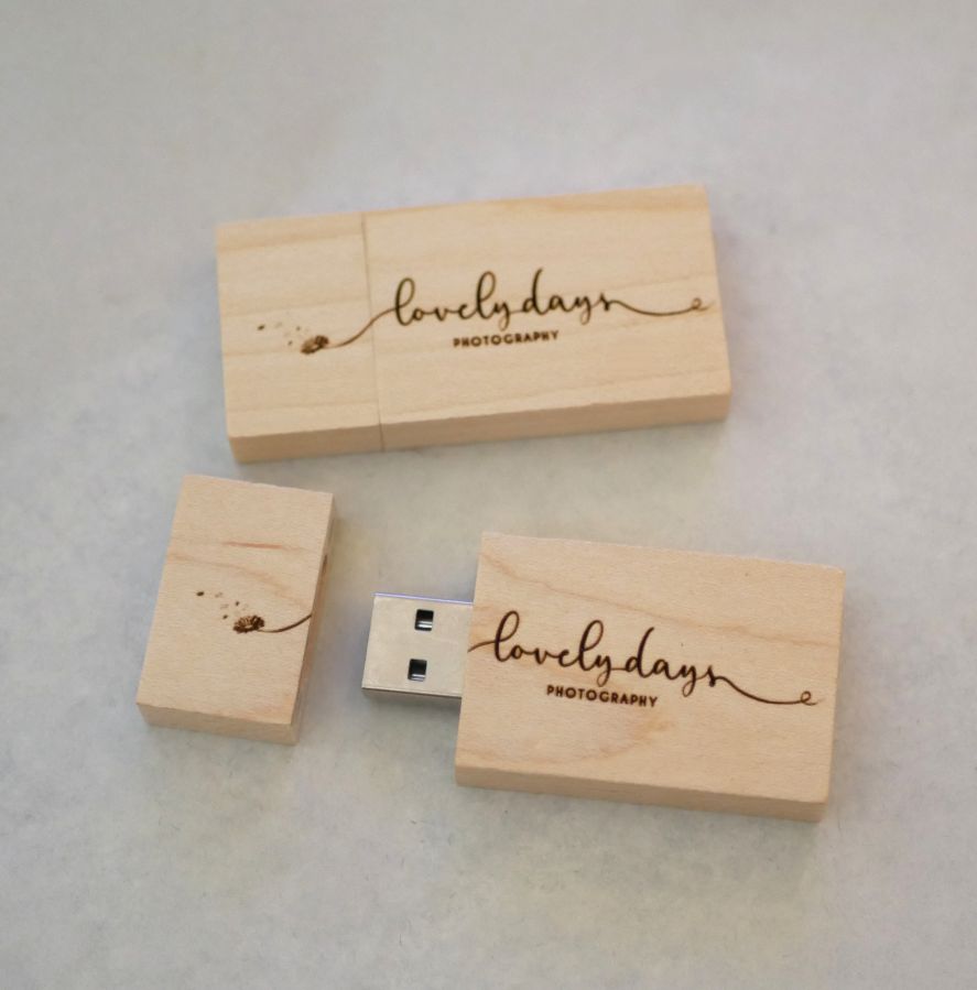 Chave USB de madeira de 32 GB, rectangular, a personalizar através de gravação