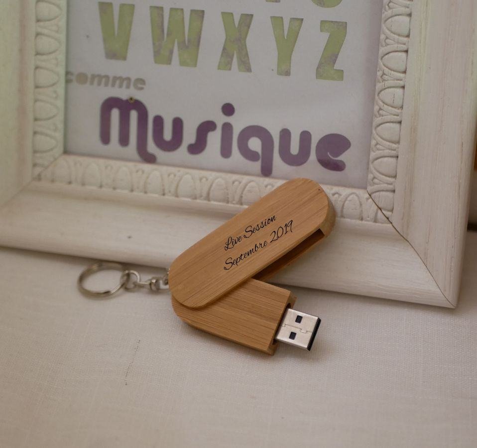 Porta-chaves USB de bambu de 32 GB para gravação e personalização