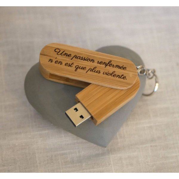 Porta-chaves USB de bambu de 32 GB para grava&ccedil;&atilde;o e personaliza&ccedil;&atilde;o