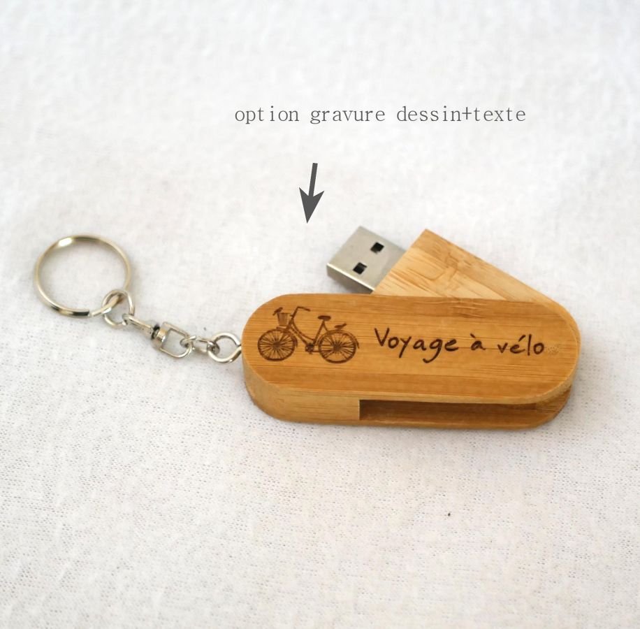 Porta-chaves USB de bambu de 32 GB para gravação e personalização
