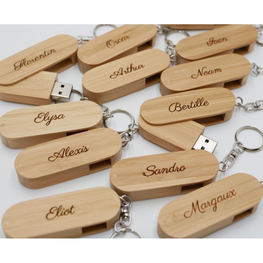 Porta-chaves USB de bambu de 32 GB para gravação e personalização