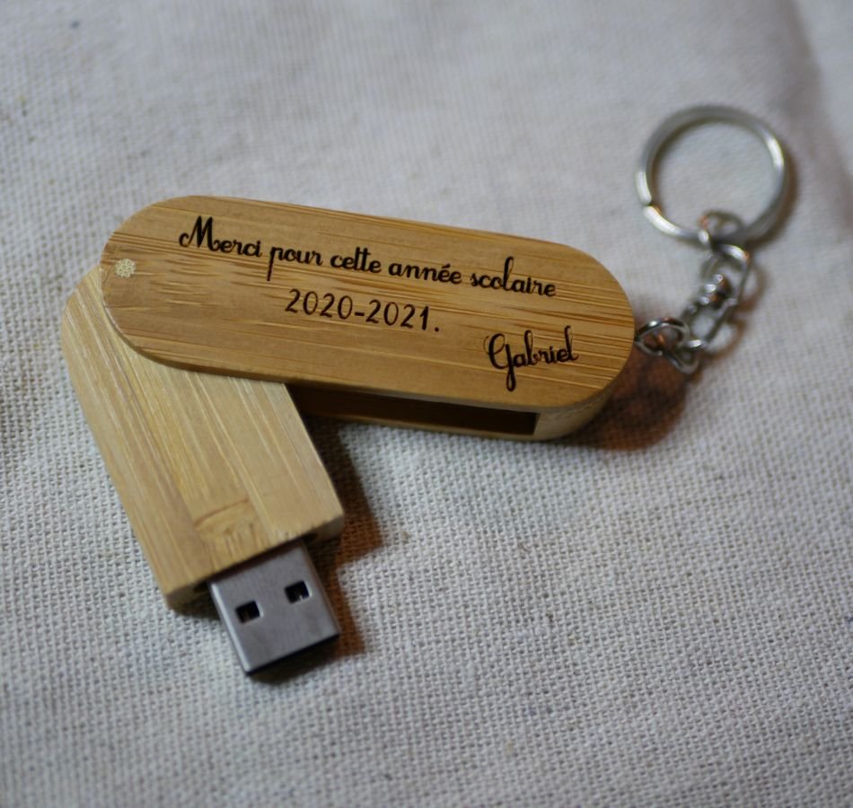 Porta-chaves USB de bambu de 32 GB para gravação e personalização