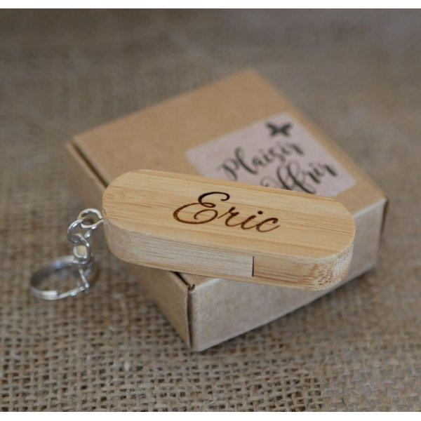 Porta-chaves USB de bambu de 32 GB para grava&ccedil;&atilde;o e personaliza&ccedil;&atilde;o