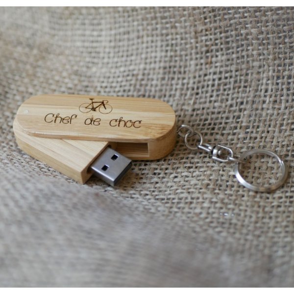 Porta-chaves USB de bambu de 32 GB para grava&ccedil;&atilde;o e personaliza&ccedil;&atilde;o