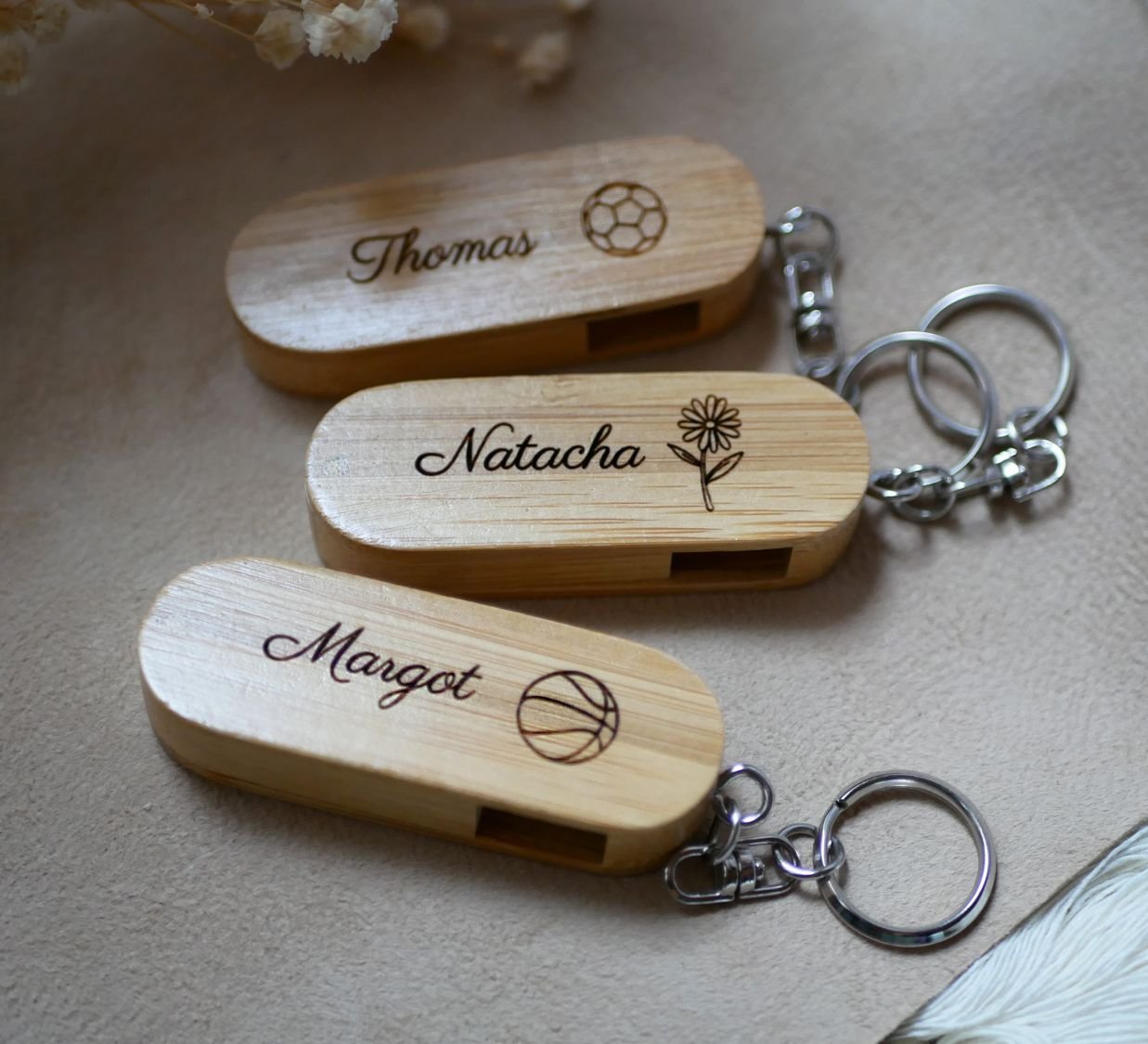Porta-chaves USB de bambu de 32 GB para gravação e personalização