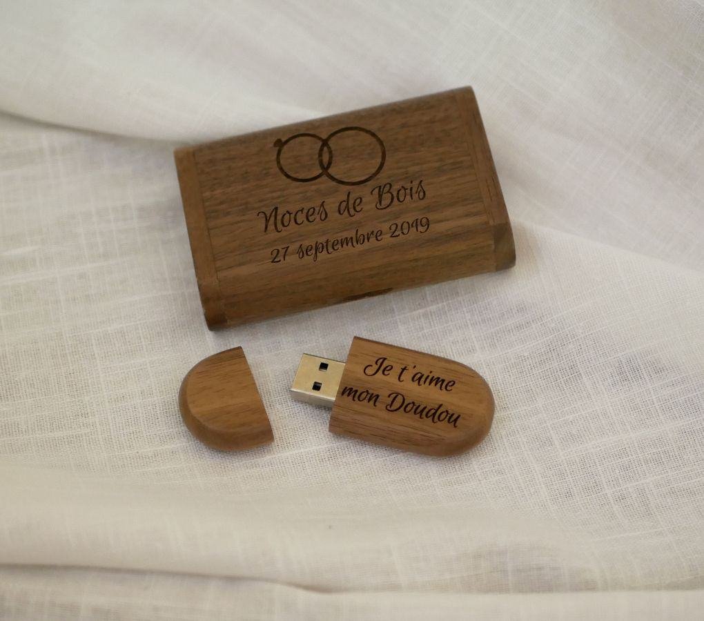 Pen drive e caixa em madeira de nogueira 3.0 USB, 32 GB, personalizável
