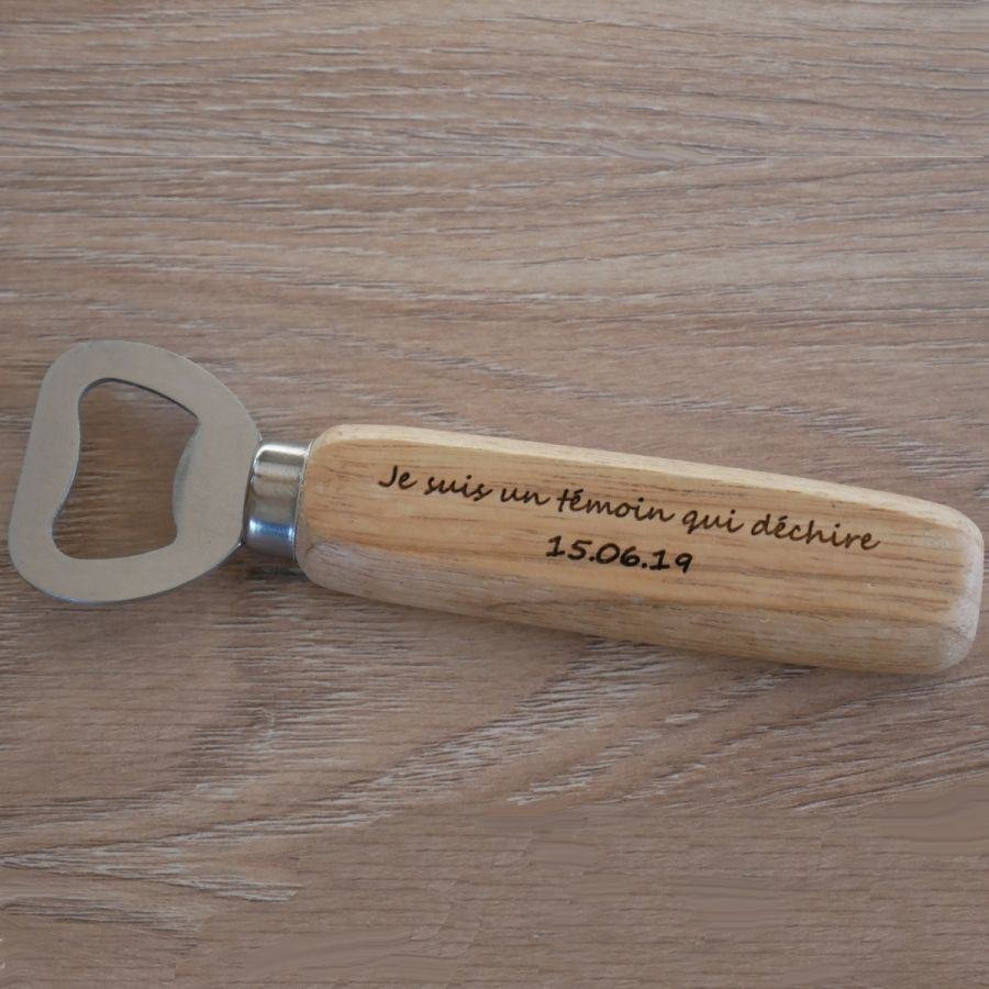 Abre-garrafas de madeira gravada para personalizar, presente de casamento 
