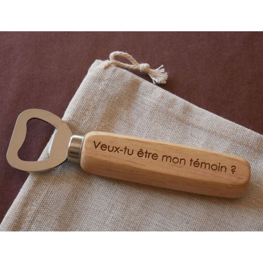 Abre-garrafas de madeira gravada para personalizar, presente de casamento 