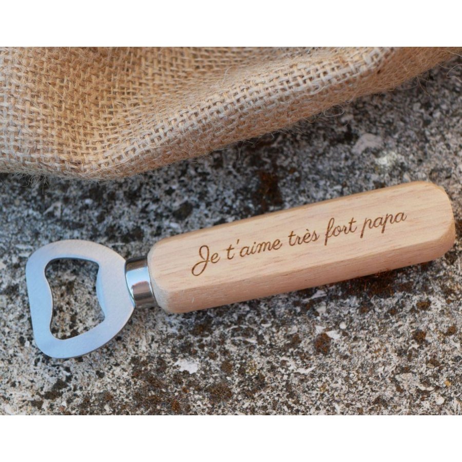 Abre-garrafas de madeira gravada para personalizar, presente de casamento 