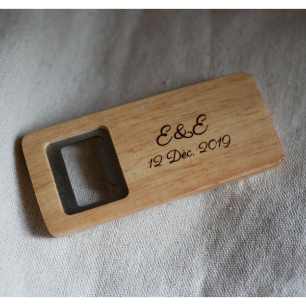 Abridor de garrafas de madeira para personalizar, presente de casamento 