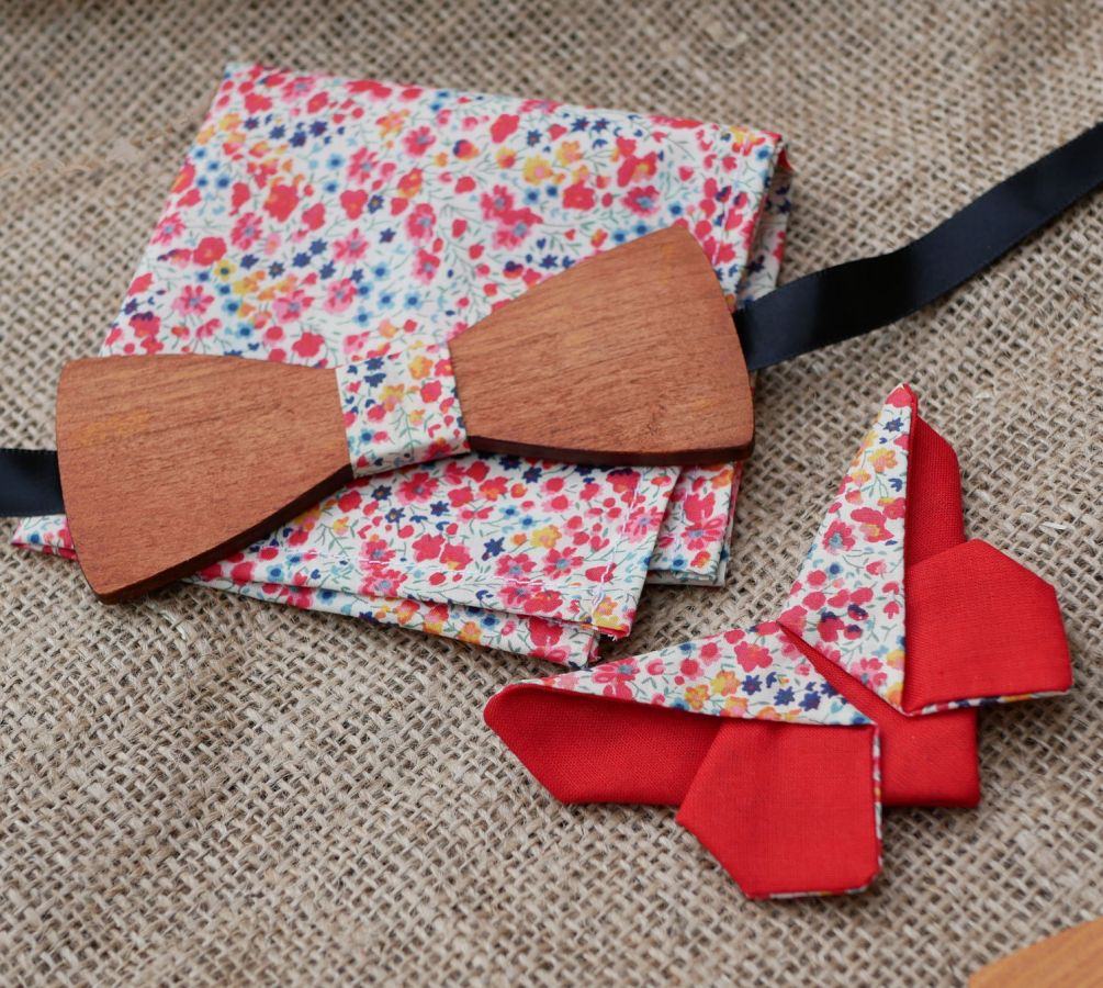 Conjunto de arco de madeira Pouch Butterfly broche Liberty