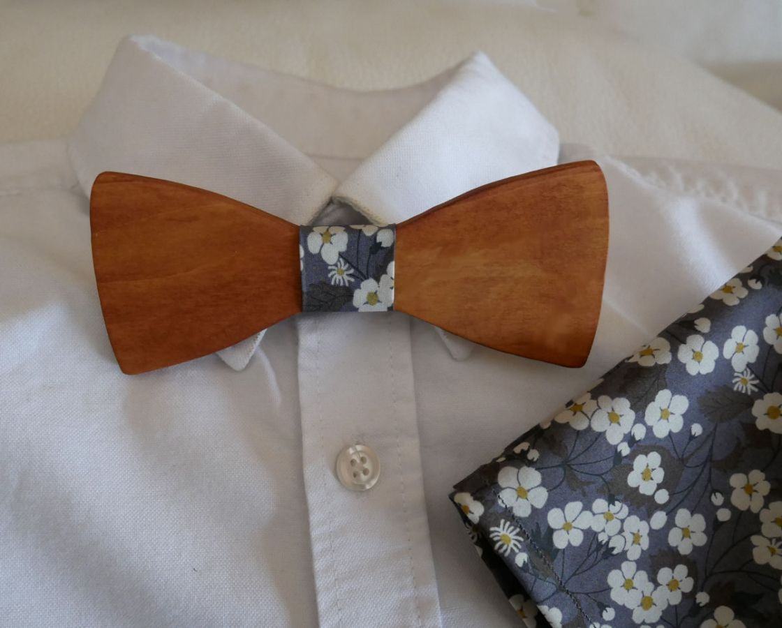 Conjunto de Gravata de Madeira L8 Grey Liberty Clutch Gift para Homens